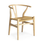 JESSA Dining Chair with a natural wood frame and handwoven rope seat, showcasing rustic elegance.