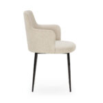 HARLEY Dining Chair with black metal frame and cream/beige fabric upholstery.