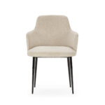 HARLEY Dining Chair with black metal frame and cream/beige fabric upholstery.