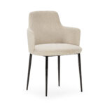 HARLEY Dining Chair with black metal frame and cream/beige fabric upholstery.