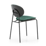 Zephyr Emerald Green Velvet Dining Chair with sleek black metal frame and ergonomic design.