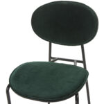 Zephyr Emerald Green Velvet Dining Chair with sleek black metal frame and ergonomic design.