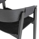 ERIN Black Oak Dining Chair featuring a black oak frame, black rope detailing, and curved backrest for a sleek modern look.