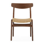 MAURICE Rope and Walnut Dining Chair with woven natural paper rope seat and walnut wood frame.