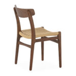 MAURICE Rope and Walnut Dining Chair with woven natural paper rope seat and walnut wood frame.