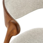 CLIFF Dining Chair with brown wood frame and grey polyester fabric upholstery.