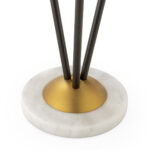 AUREUM Globus 3-light table lamp with brass accents, black metal rods, and a marble base.