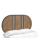 Three-section rattan headboard with oval design and natural woven detailing. Lightweight and perfect for modern or bohemian bedrooms.