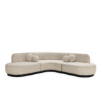 PALATINE Cloud Curve Sofa in cream with black wooden base, organic curved design, and bolster pillows.