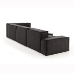 VELENTE 5-Seat Sofa with sleek modular design and rich charcoal upholstery, perfect for modern living spaces.