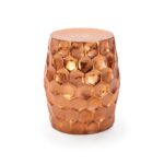 VALOISE Copper Stool with hexagonal texture and a sleek copper finish, perfect for modern interiors.