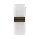 Brentmore Alabaster Crystal Wall Lamp with frosted glass panels, brass-toned backplate, and horizontal accent bar, 15x19x41 cm.