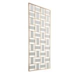 Large geometrical wall mirror with rectangular and square mirror panels, framed in thin gold-toned metal, measuring 76x187 cm. Perfect for modern and art deco-inspired interiors.