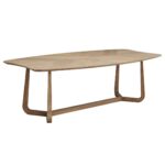 Rectangular oak dining table with natural grain patterns and sturdy wooden legs, ideal for family gatherings and cosy dining rooms.