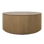 ILINOIS Palilleria Oak Coffee Table featuring a cylindrical design with palillería-effect sides for a modern and elegant living room.