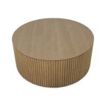 ILINOIS Palilleria Oak Coffee Table featuring a cylindrical design with palillería-effect sides for a modern and elegant living room.