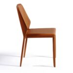 LIAM tile-coloured leather dining chair with sleek, straight lines and fully upholstered design.