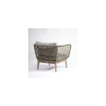 OSANA Eucalyptus Wood Armchair with greyish eucalyptus wood and cement-coloured synthetic rope, ideal for outdoor comfort.