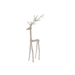 Silver metal standing stag ornament, ideal for festive and decorative displays.