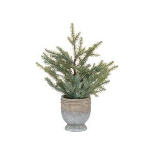 Handcrafted GARDA Pine Tree in a rustic stone pot, perfect as a festive tabletop centerpiece.