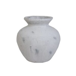 Darcy Antique White Vase - 30 cm tall, ideal for displaying faux floral arrangements, handcrafted ceramic vase with an elegant antique white finish.