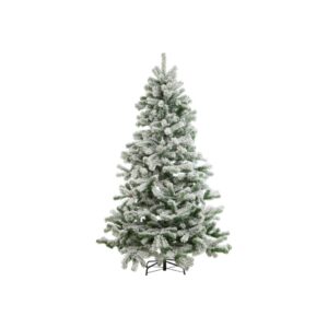 Large snowy pine tree with frosted branches, ideal for holiday décor.