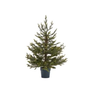 Realistic potted natural pine tree with vibrant green needles, perfect for holiday decor or year-round use.