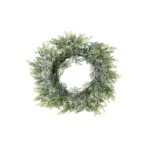 Snowy Pine Wreath with realistic pinecones and snow-dusted branches for festive décor.