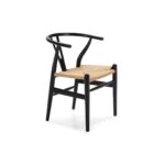 JESSA Natural Rope and Wood Dining Chair with black wooden frame and woven rope seat.