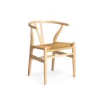 JESSA Dining Chair with a natural wood frame and handwoven rope seat, showcasing rustic elegance.