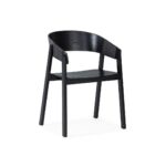 ERIN Black Oak Dining Chair featuring a black oak frame, black rope detailing, and curved backrest for a sleek modern look.