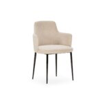 HARLEY Dining Chair with black metal frame and cream/beige fabric upholstery.