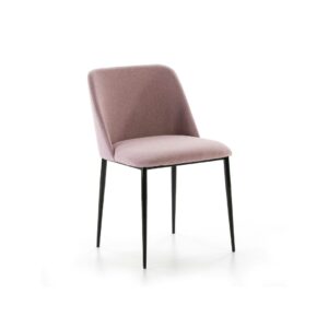 LUXEON Pink Dining Chair with elegant upholstery and sleek black legs.