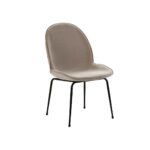 MEROS Beige Velvet Dining Chair with black metal legs and contoured seat.