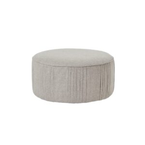 LILY Swivel Ottoman in oatmeal twill fabric, designed to complement the LILY Swivel Chair, providing versatile seating and comfort.