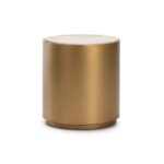 Camden Round Side Table with gold finish and white wooden star inlay, measurements 55x55x61 cm, modern accent table.