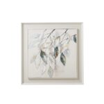 Dolce Mottle Leaf Framed Painting On Canvas, featuring stylized leaves in brown, gray, and white, perfect for creating a serene ambiance in any space.