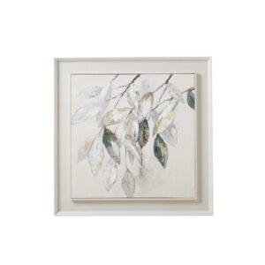 Dolce Mottle Leaf Framed Painting On Canvas, featuring stylized leaves in brown, gray, and white, perfect for creating a serene ambiance in any space.