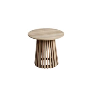 NOA Medium Pallileria Outdoor Teak Side Table with aged teak wood and intricate pallileria design, ideal for patios and gardens.