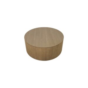 ILINOIS Palilleria Oak Coffee Table featuring a cylindrical design with palillería-effect sides for a modern and elegant living room.