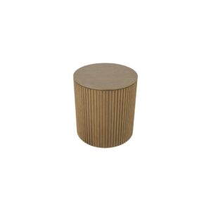 ILINOIS Palilleria Oak Side Table with a cylindrical design and palillería-effect sides, perfect for modern and elegant living spaces.