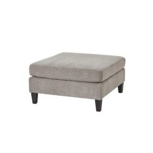 VESPER Ottoman in fabric upholstery with wooden legs, 82 cm length, 82 cm width, 38 cm height.