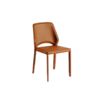 LIAM tile-coloured leather dining chair with sleek, straight lines and fully upholstered design.