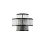 Yates Wall Light in black metal with layered glass cylinder shades, designed for a modern vintage look.