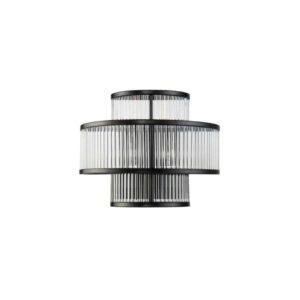 OLIVIA Wall Light in black metal with layered glass cylinder shades, designed for a modern vintage look.