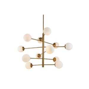 TEO Pendant Light with antique gold metal structure and white glass ball shades, ideal for modern and classic interiors.