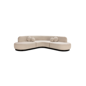 PALATINE Cloud Curve Sofa in cream with black wooden base, organic curved design, and bolster pillows.