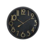 retro wall clock, black and brass clock, stylish large clock, bold clock design, contemporary timepiece.