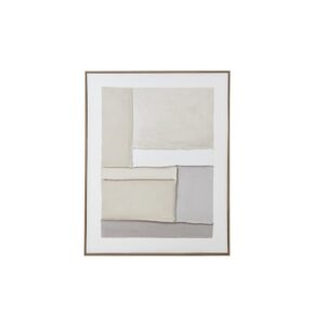 Contempo Alpha Framed Painting on Canvas, showcasing a geometric abstract design in neutral tones. Shop now at www.louisandhenry.co.uk.