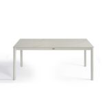 VIOLET Outdoor Dining Table with a white aluminum structure and stone top, perfect for outdoor dining spaces.